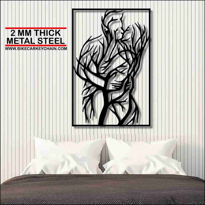 Man Woman Love Tree Art Minimalist Metal Wallart