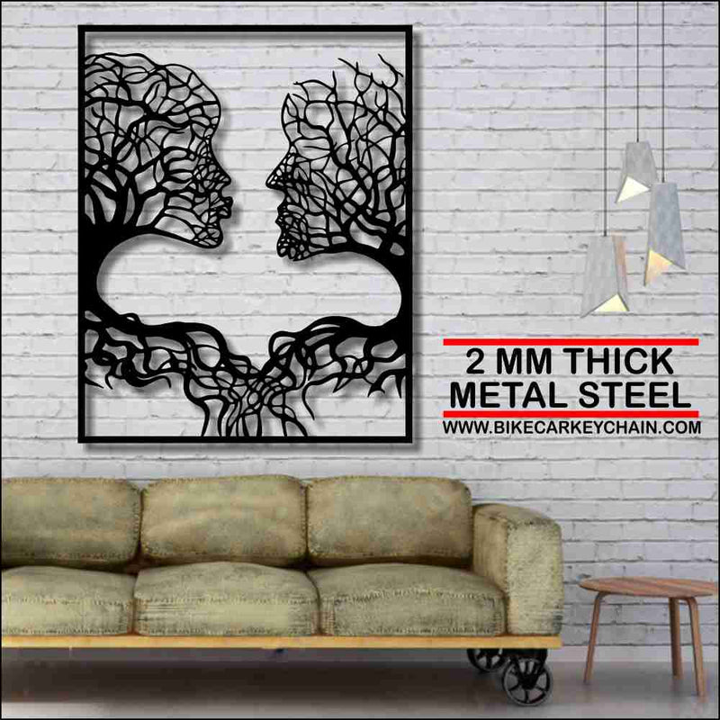 Man Woman Tree Art Minimalist Metal Wallart