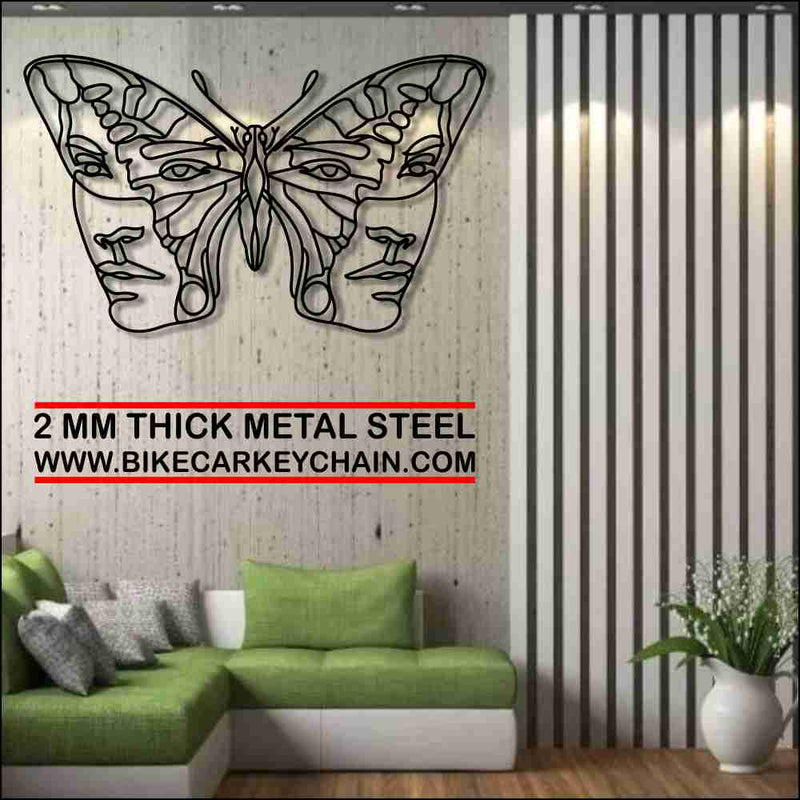 Woman Butterfly Art Minimalist Metal Wallart