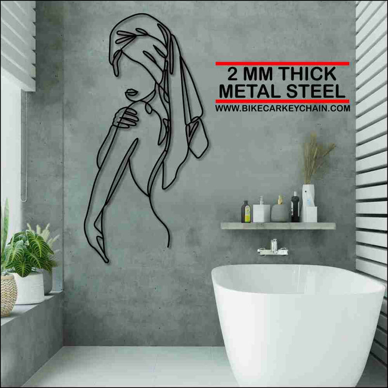 Woman in Towel Minimalist Metal Wallart