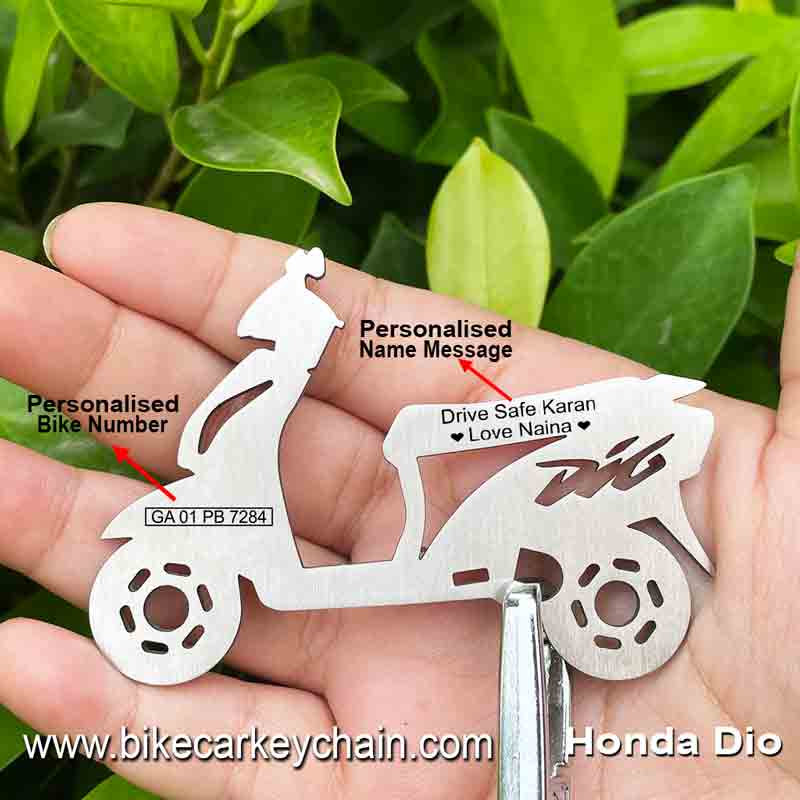 Honda Dio Scooter Bike Name Number Keychain