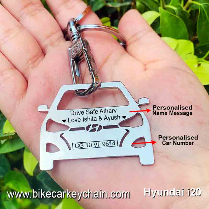 Hyundai I20 Car Name Number Custom Keychain