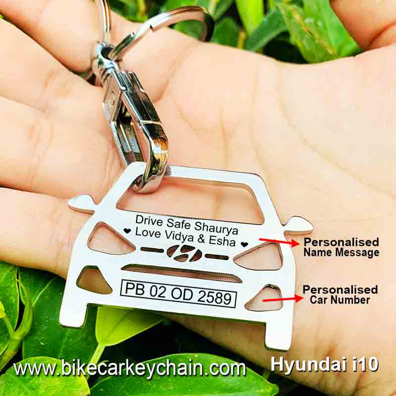 Hyundai i10 Car Name Number Custom Keychain