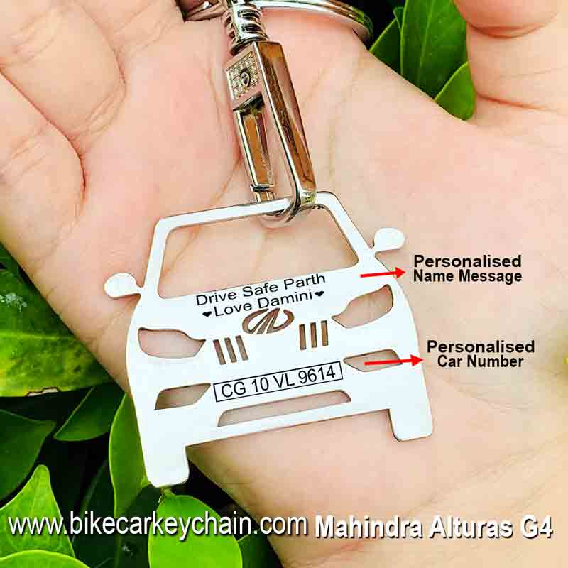 Mahindra Alturas G4 Car SUV Name Number Custom Keychain