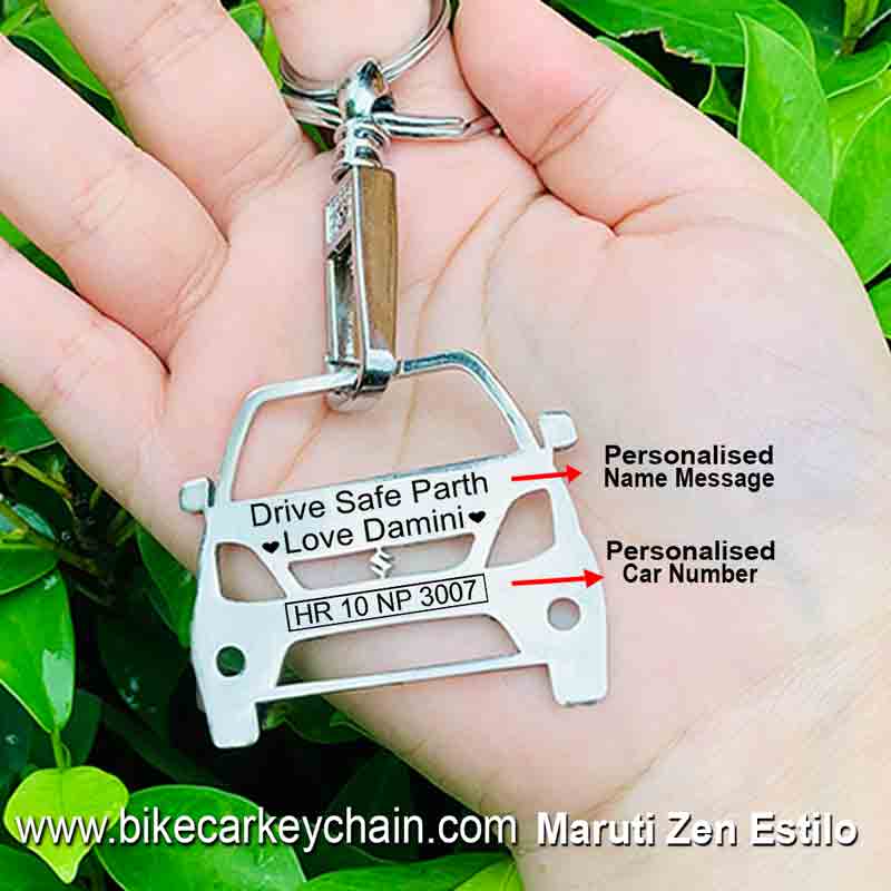 Maruti Zen Estilo Car Name Number Custom Keychain