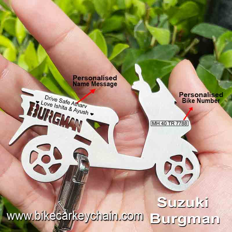 Suzuki Burgman Scooter Bike Name Number Keychain