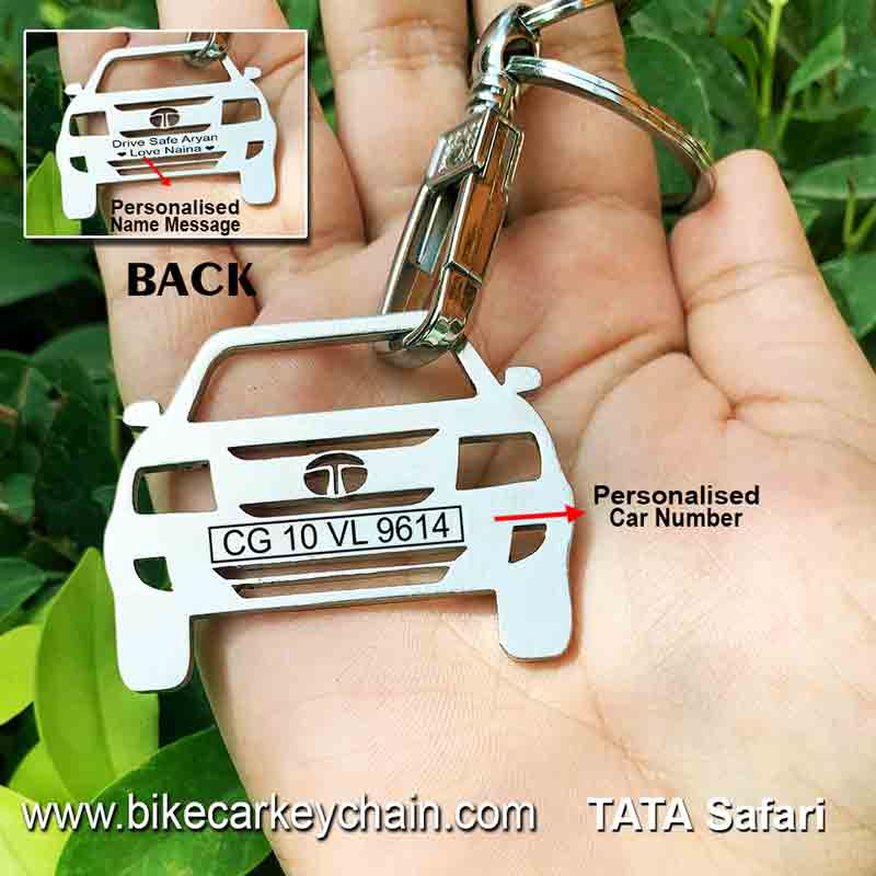 Tata Safari Car SUV Name Number Custom Keychain