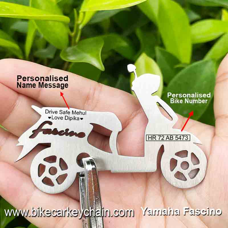 Yamaha Fascino Scooter Bike Name Number Keychain