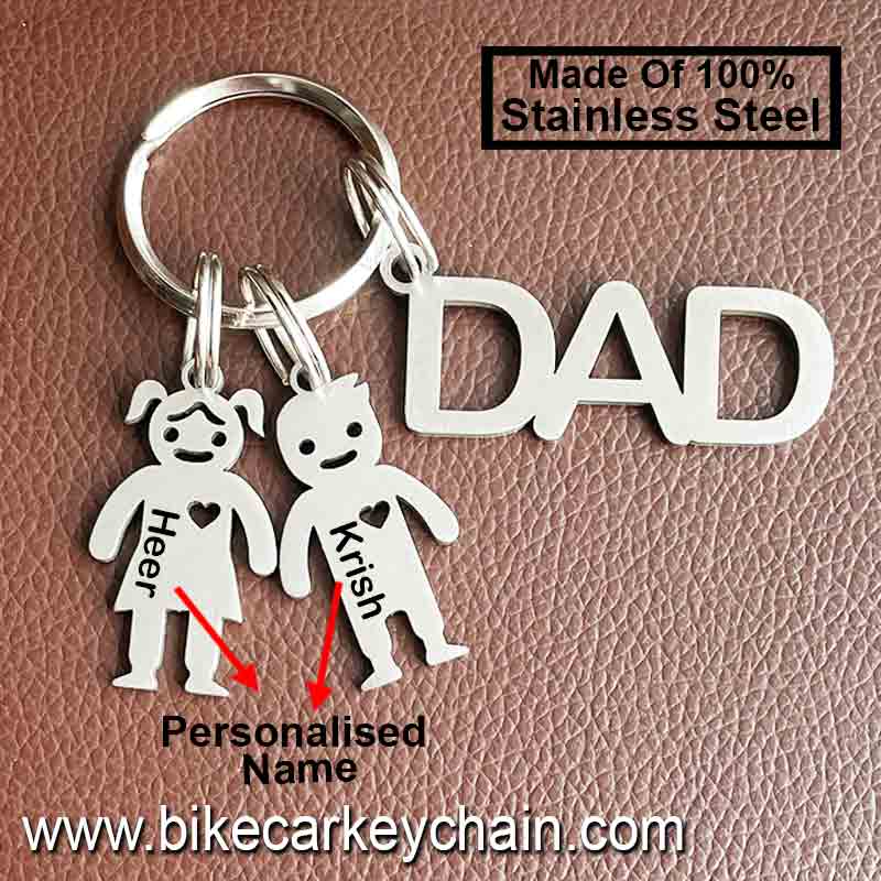 Dad Son Daughter Car Keychain